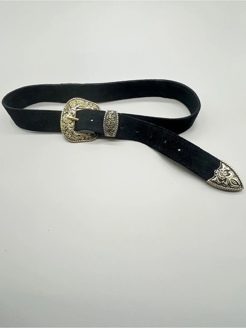 Free People Black Rock Western Belt. Soft black suede leather. Size Sm/M 30-36.